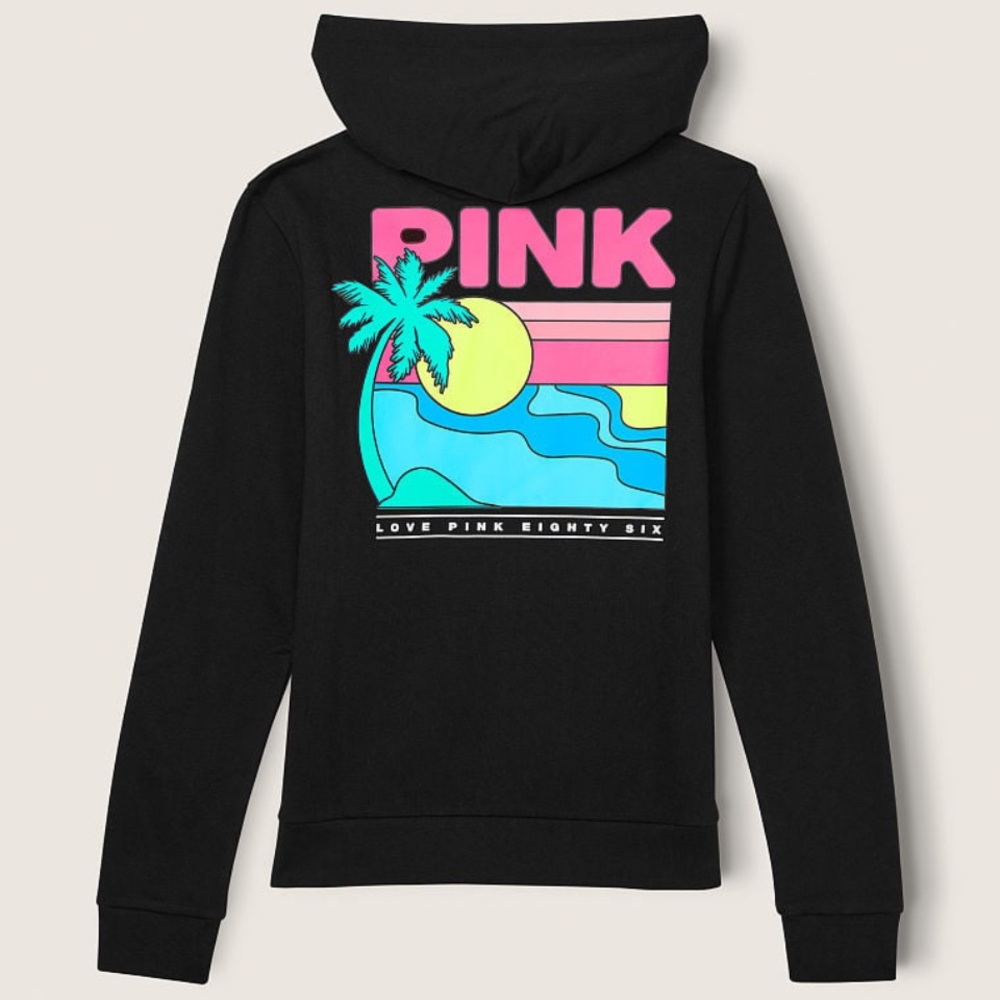 Vs Victorias Secret Pink Perfect Full Zip Hoodie Sweater Jacket Top Tropical M - Picture 6 of 7